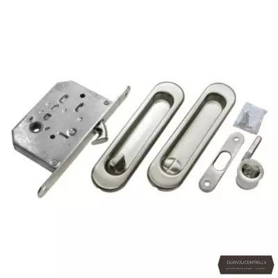 Bīdāmo durvju sistēmas furnitūras komplekts (rokturi+slēdzene) MHS150 WC SC