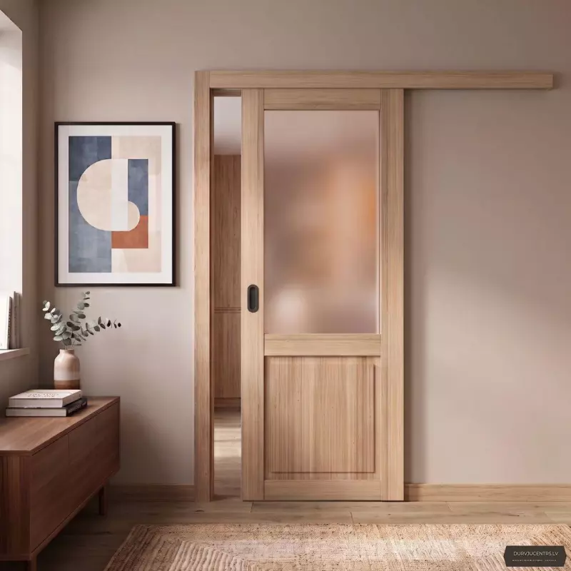 Bīdāmās iekšdurvis Golda GLASS Zelts ozols PVC Deluxe